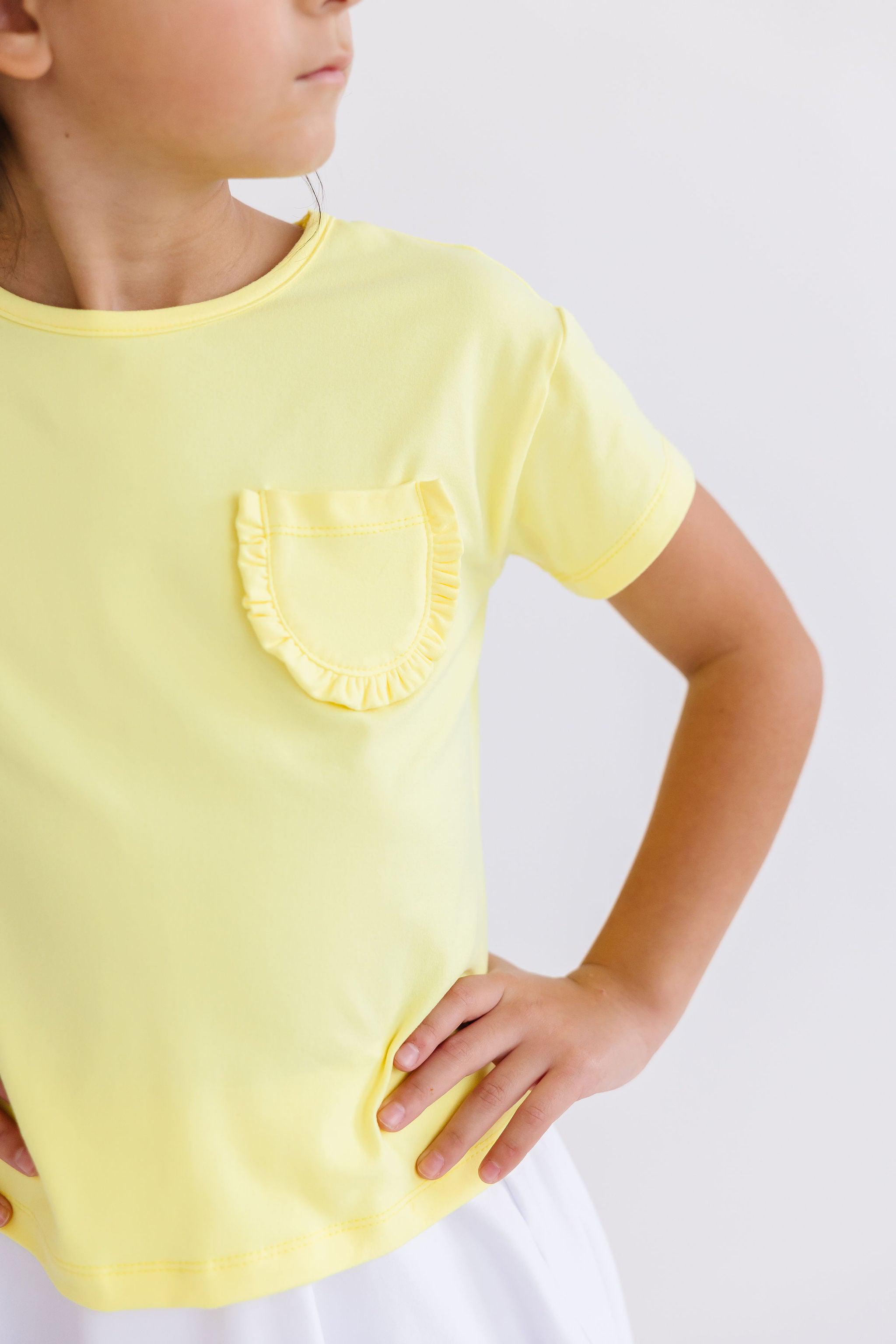 Yellow Ruffle Pocket Tee-Mila & Rose ®