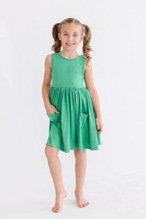 Kelly Green Tank Pocket Twirl Dress-Mila & Rose ®