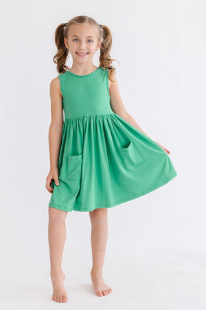 Kelly Green Tank Pocket Twirl Dress-Mila & Rose ®