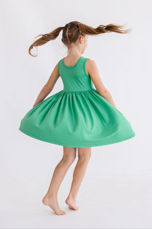 Kelly Green Tank Pocket Twirl Dress-Mila & Rose ®