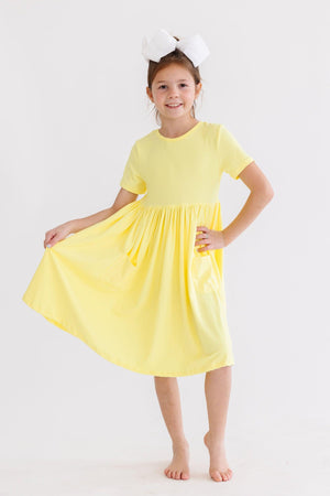 Yellow S/S Pocket Twirl Dress-Mila & Rose ®