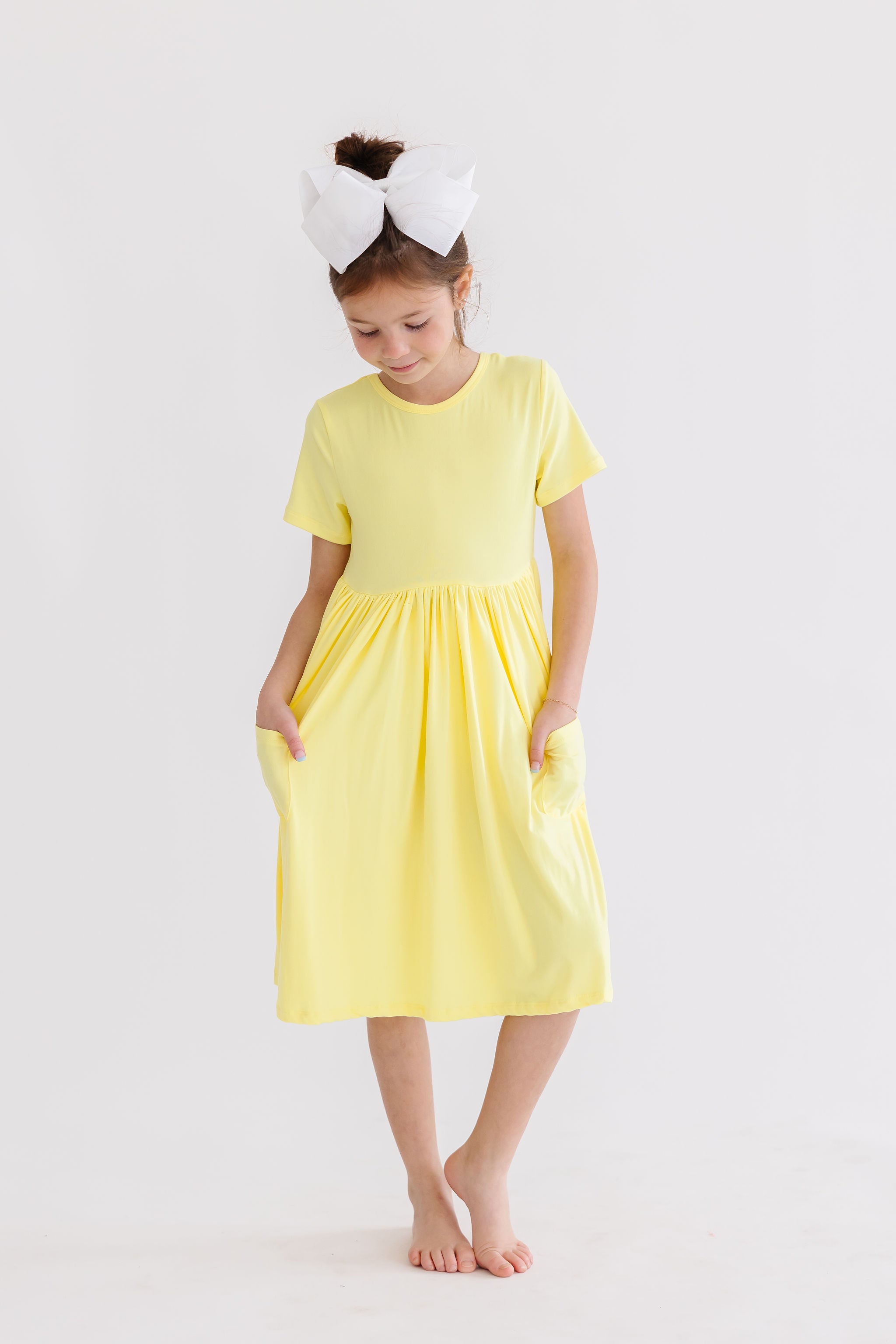 Yellow S/S Pocket Twirl Dress-Mila & Rose ®