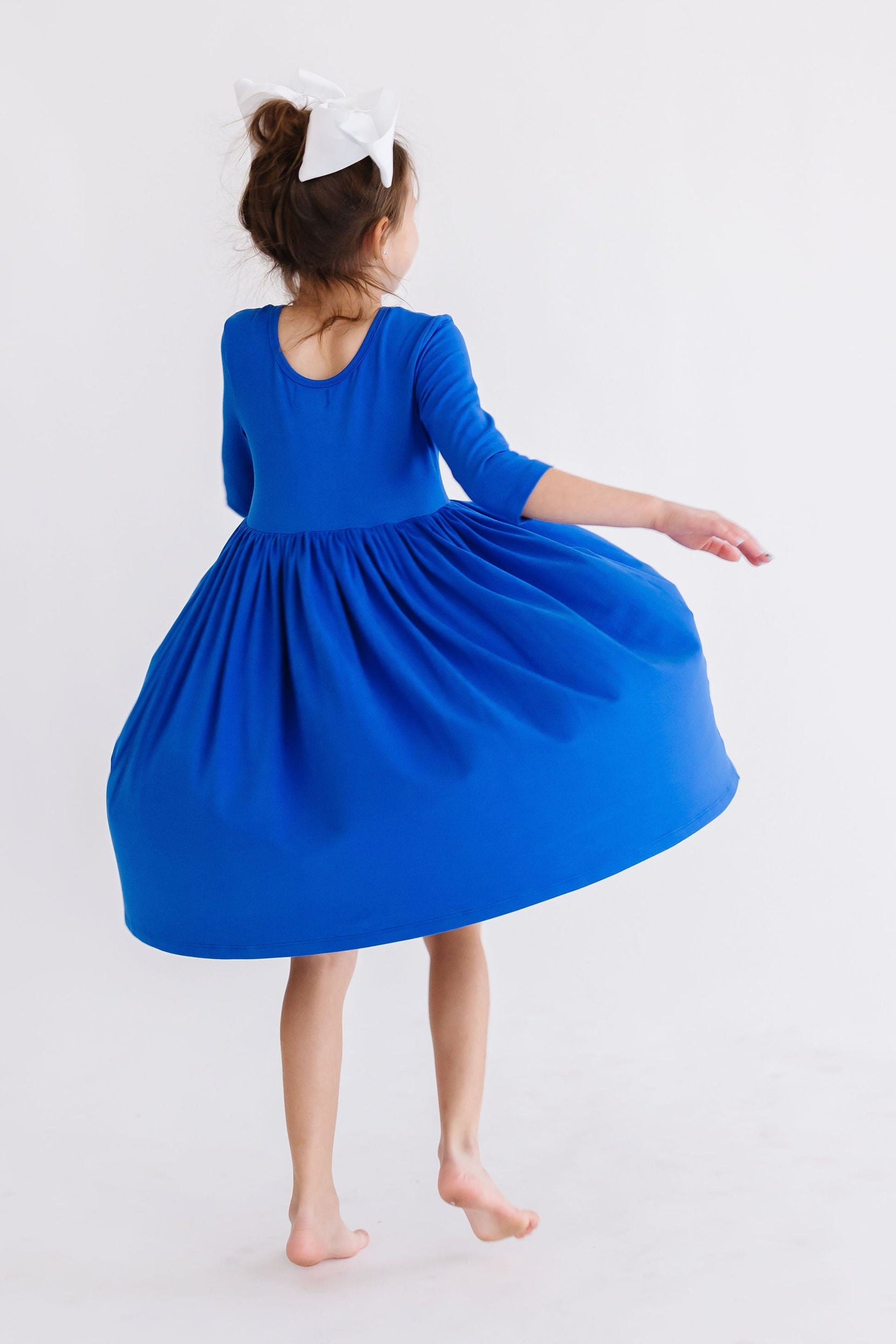 Royal Blue 3/4 Pocket Twirl Dress-Mila & Rose ®