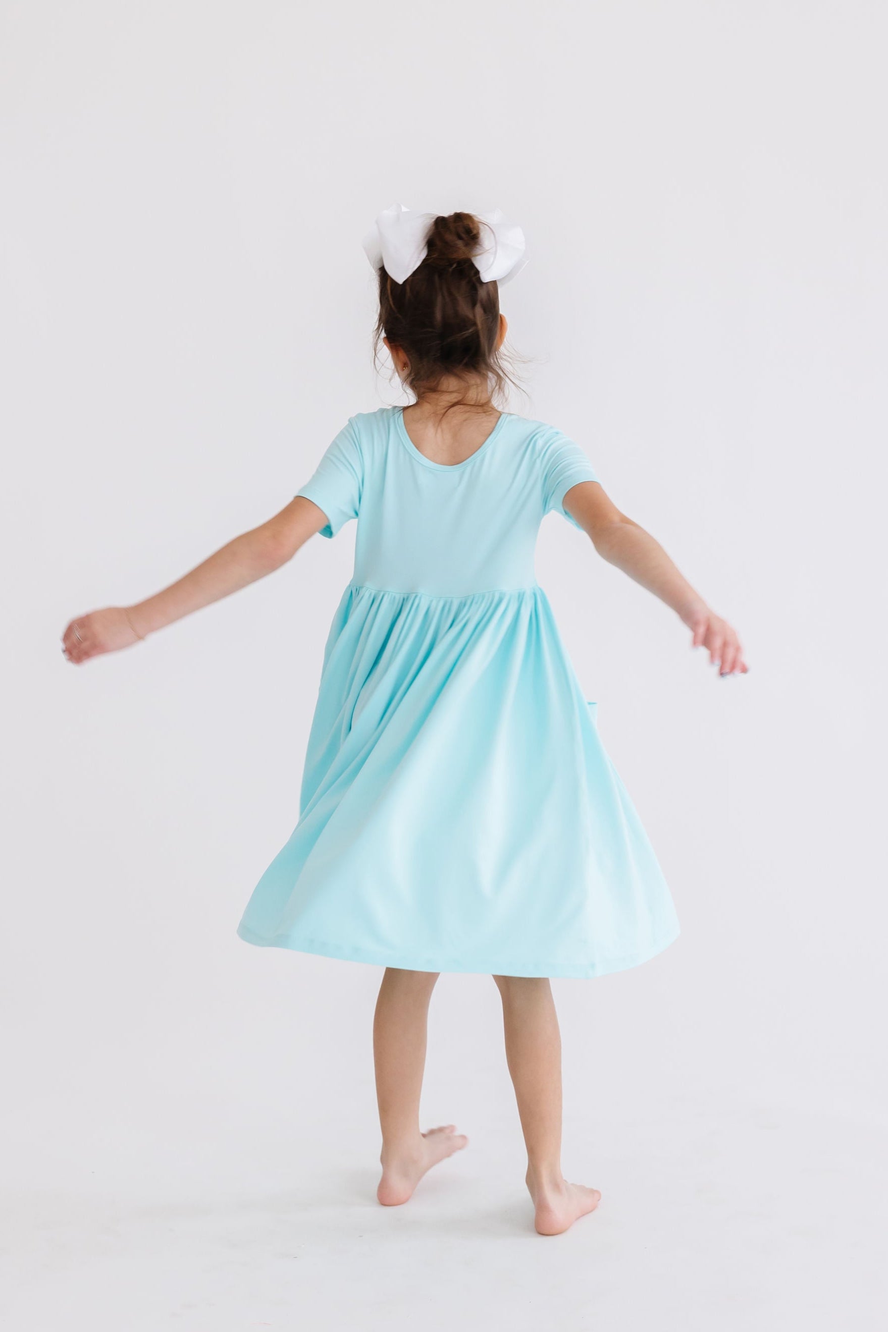 Aqua S/S Pocket Twirl Dress-Mila & Rose ®