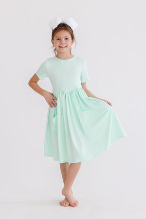 Pastel Green S/S Pocket Twirl Dress-Mila & Rose ®