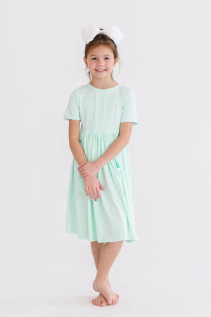 Pastel Green S/S Pocket Twirl Dress-Mila & Rose ®