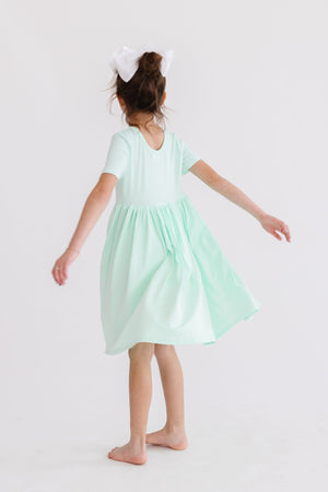 Pastel Green S/S Pocket Twirl Dress-Mila & Rose ®