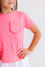 Neon Pink Ruffle Pocket Tee-Mila & Rose ®