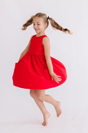 Red Tank Pocket Twirl Dress-Mila & Rose ®