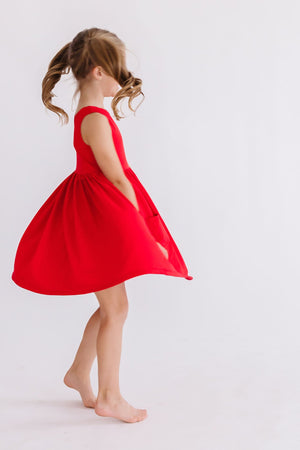 Red Tank Pocket Twirl Dress-Mila & Rose ®