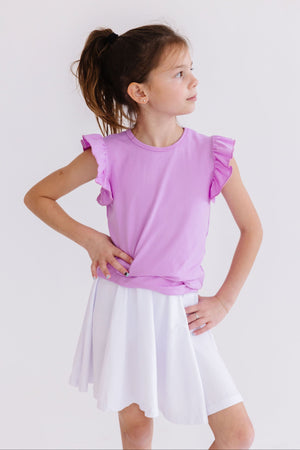 Bright Lilac S/S Ruffle Tee-Mila & Rose ®