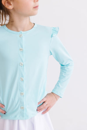 Aqua Ruffle Cardigan-Mila & Rose ®