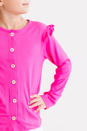 Hot Pink Ruffle Cardigan-Mila & Rose ®