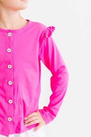 Hot Pink Ruffle Cardigan-Mila & Rose ®