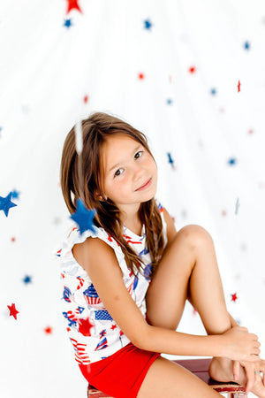 Party in the USA S/S Ruffle Tee-Mila & Rose ®