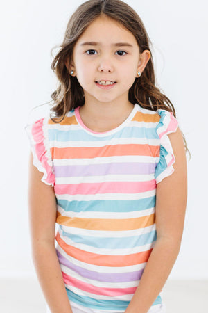 Spring Stripes S/S Ruffle Tee-Mila & Rose ®