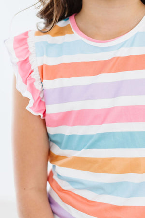 Spring Stripes S/S Ruffle Tee-Mila & Rose ®