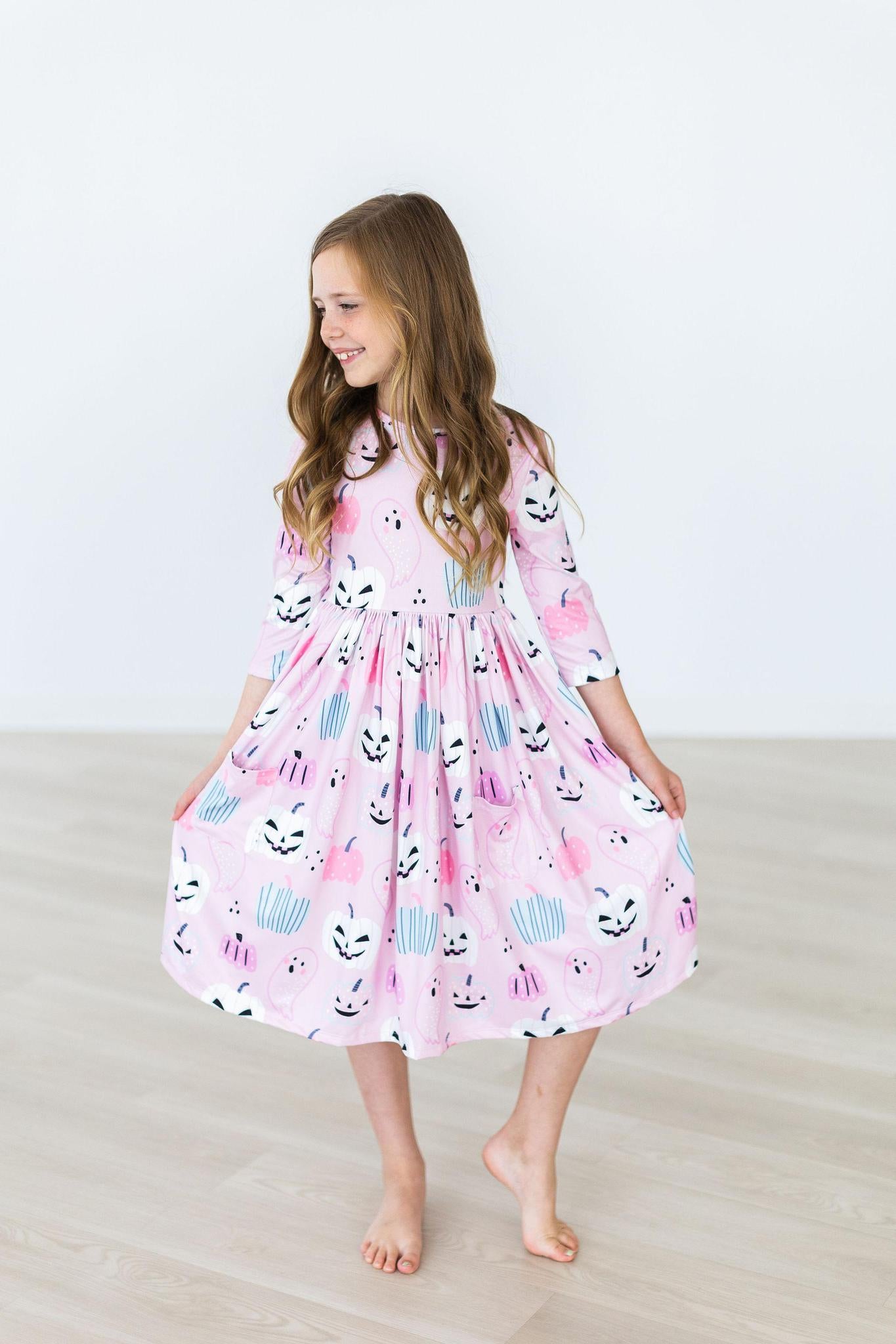 Happy Haunting 3/4 Sleeve Pocket Twirl Dress-Mila & Rose ®