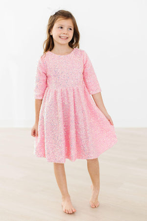 Bubblegum Pink Sequin Dress-Mila & Rose ®