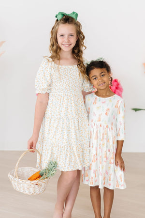 Sunny Bunnies 3/4 Sleeve Pocket Twirl Dress-Mila & Rose ®