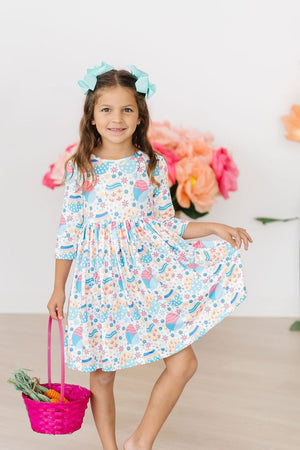 Egg-cellent 3/4 Sleeve Pocket Twirl Dress-Mila & Rose ®