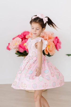 Easter Egg Hunt Flutter Sleeve Twirl Dress-Mila & Rose ®