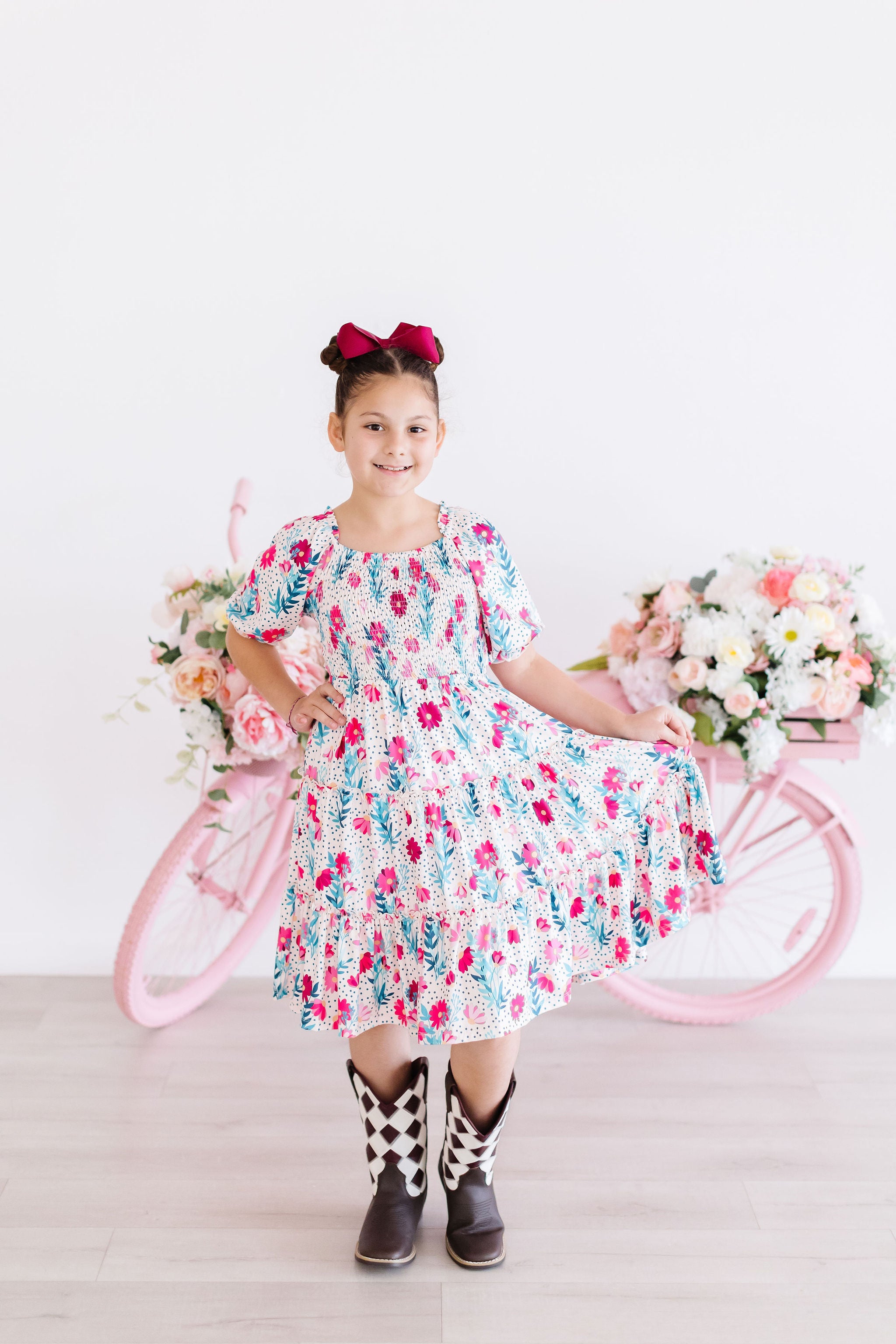 Dots & Daisies Smocked Ruffle Dress-Mila & Rose ®