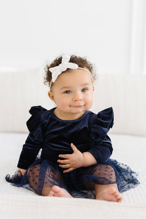 Light Navy Velvet Tutu Bodysuit-Mila & Rose ®