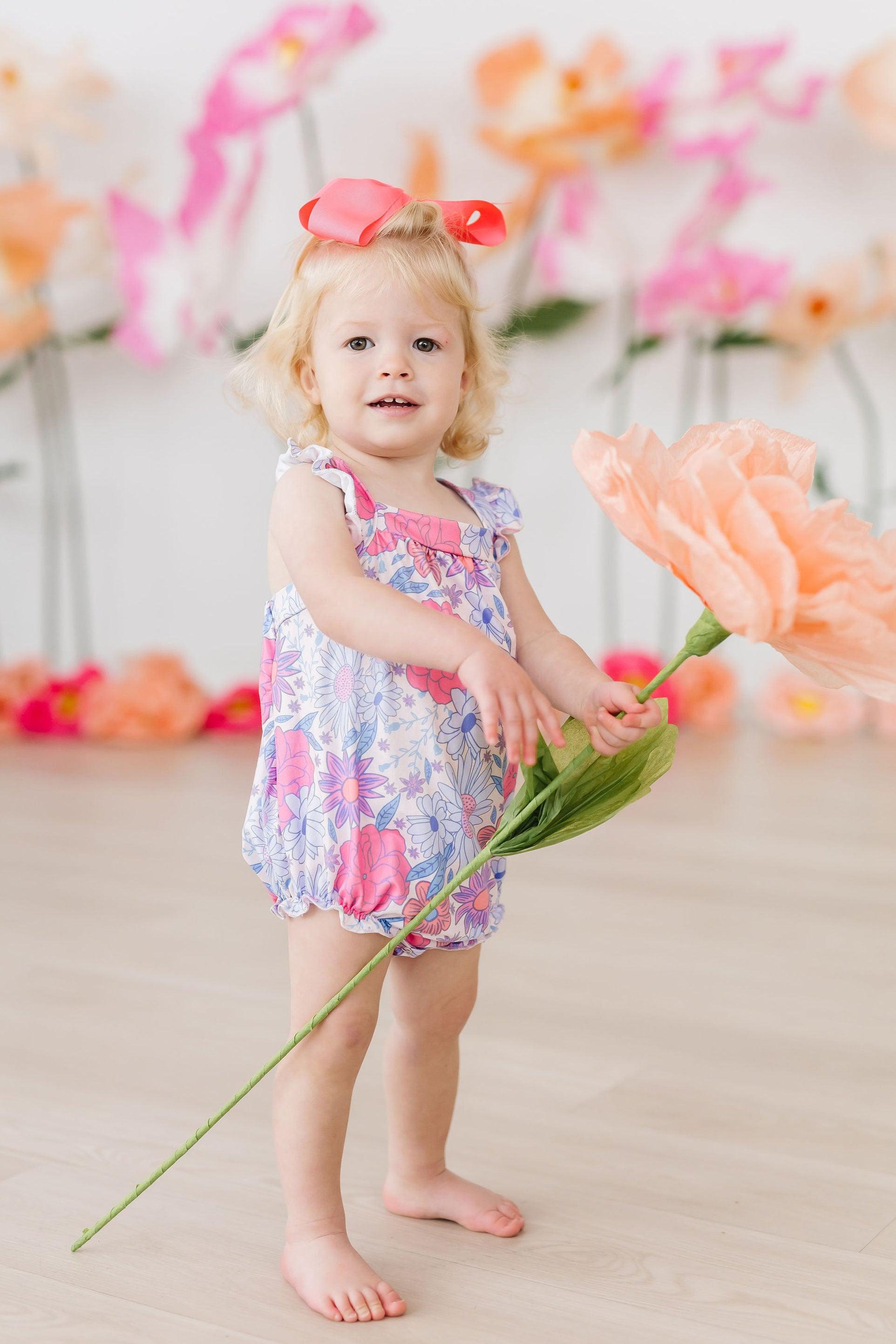 Sweet Springtime Ruffle Cross Back Romper-Mila & Rose ®