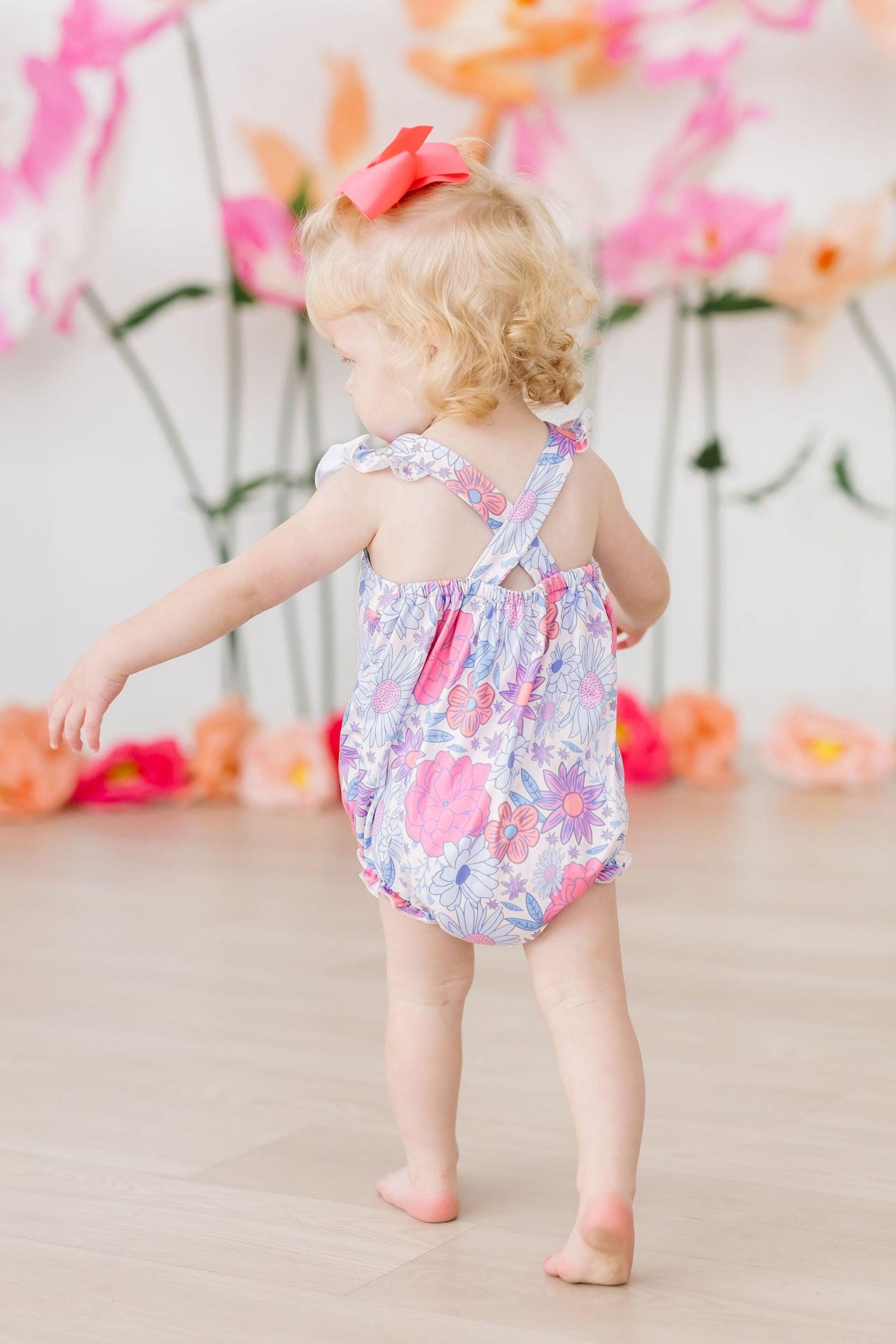 Sweet Springtime Ruffle Cross Back Romper-Mila & Rose ®