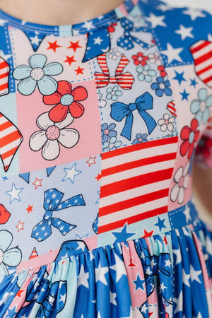 Patriotic Patchwork S/S Pocket Twirl Dress-Mila & Rose ®