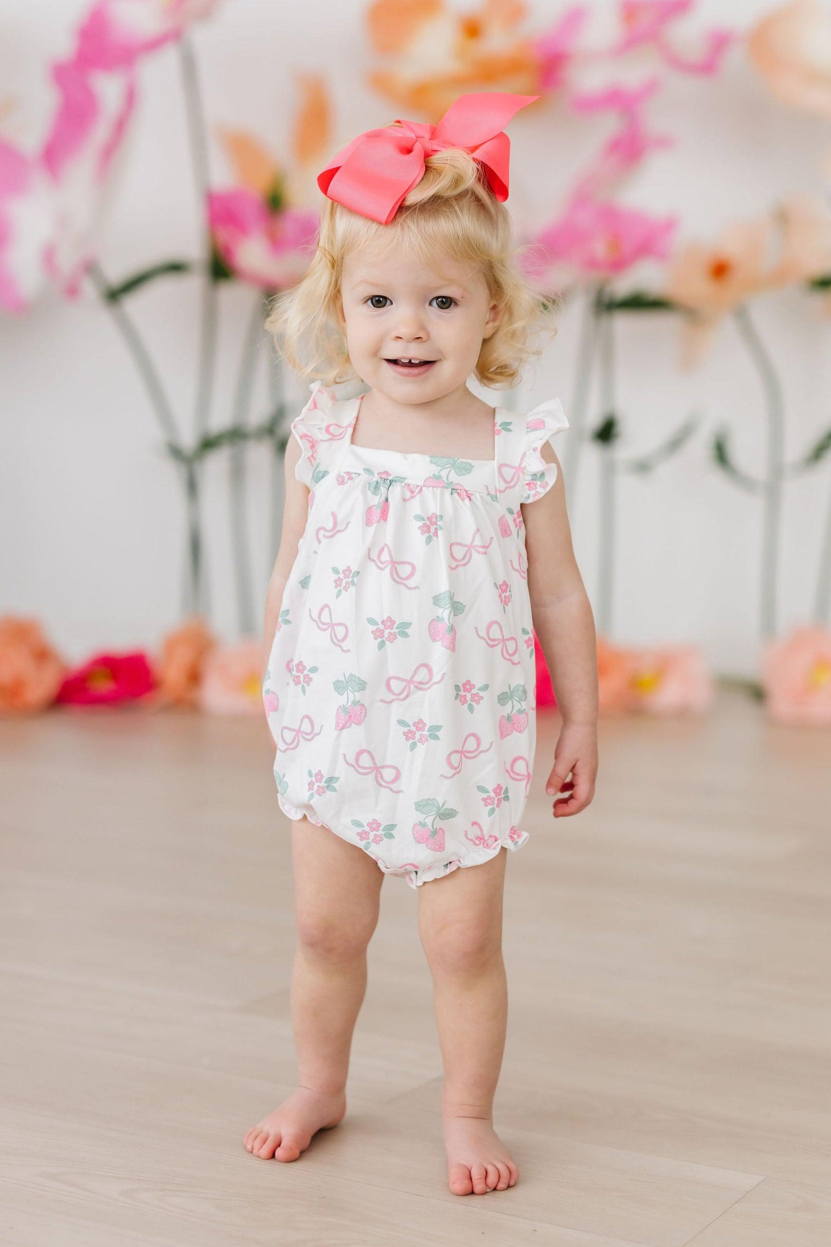 Berries & Bows Ruffle Cross Back Romper-Mila & Rose ®