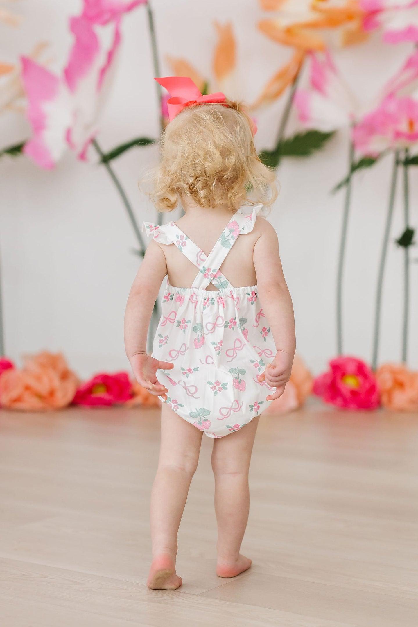 Berries & Bows Ruffle Cross Back Romper-Mila & Rose ®