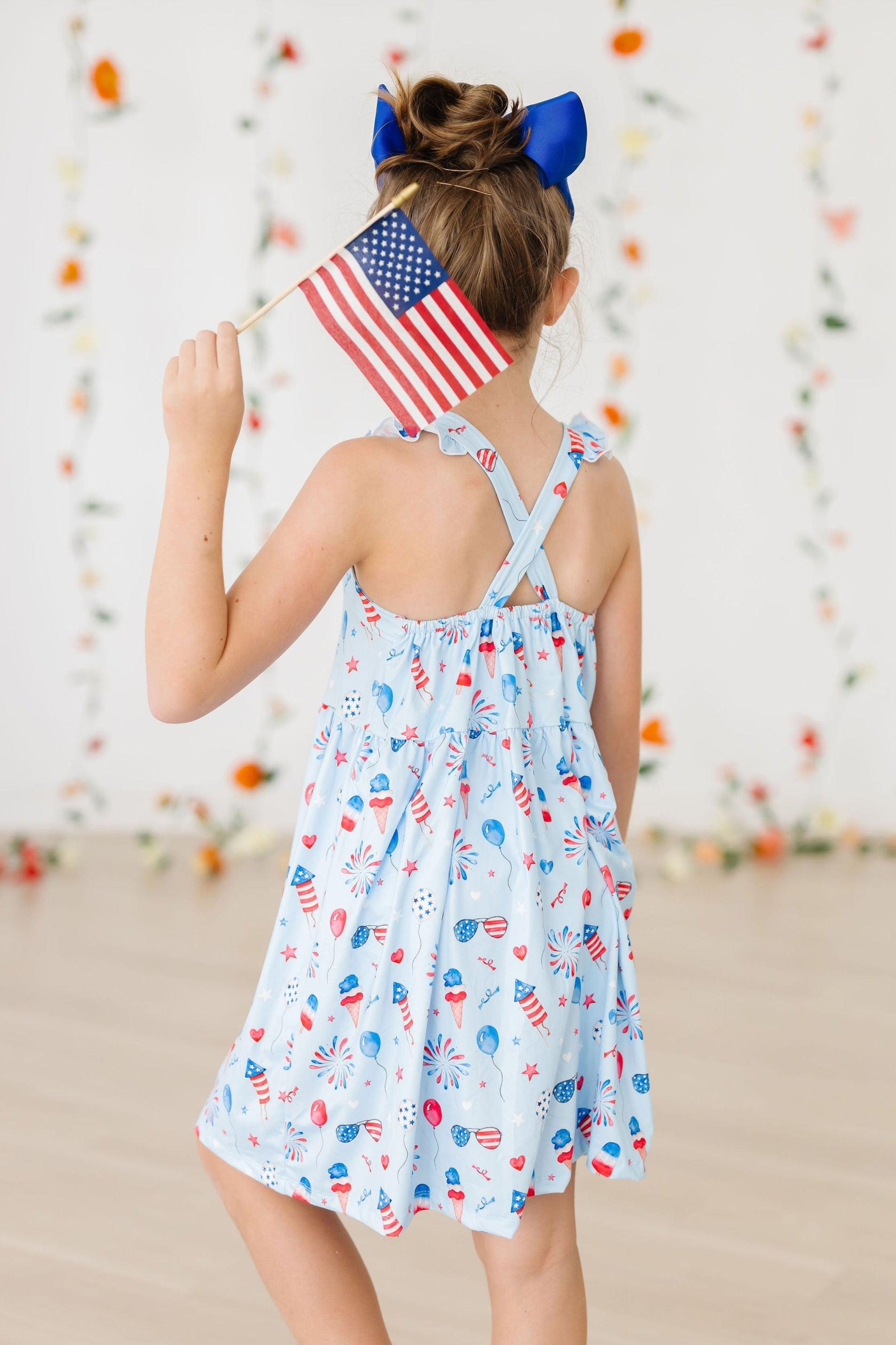 Baby You're a Firework Ruffle Cross Back Dress-Mila & Rose ®