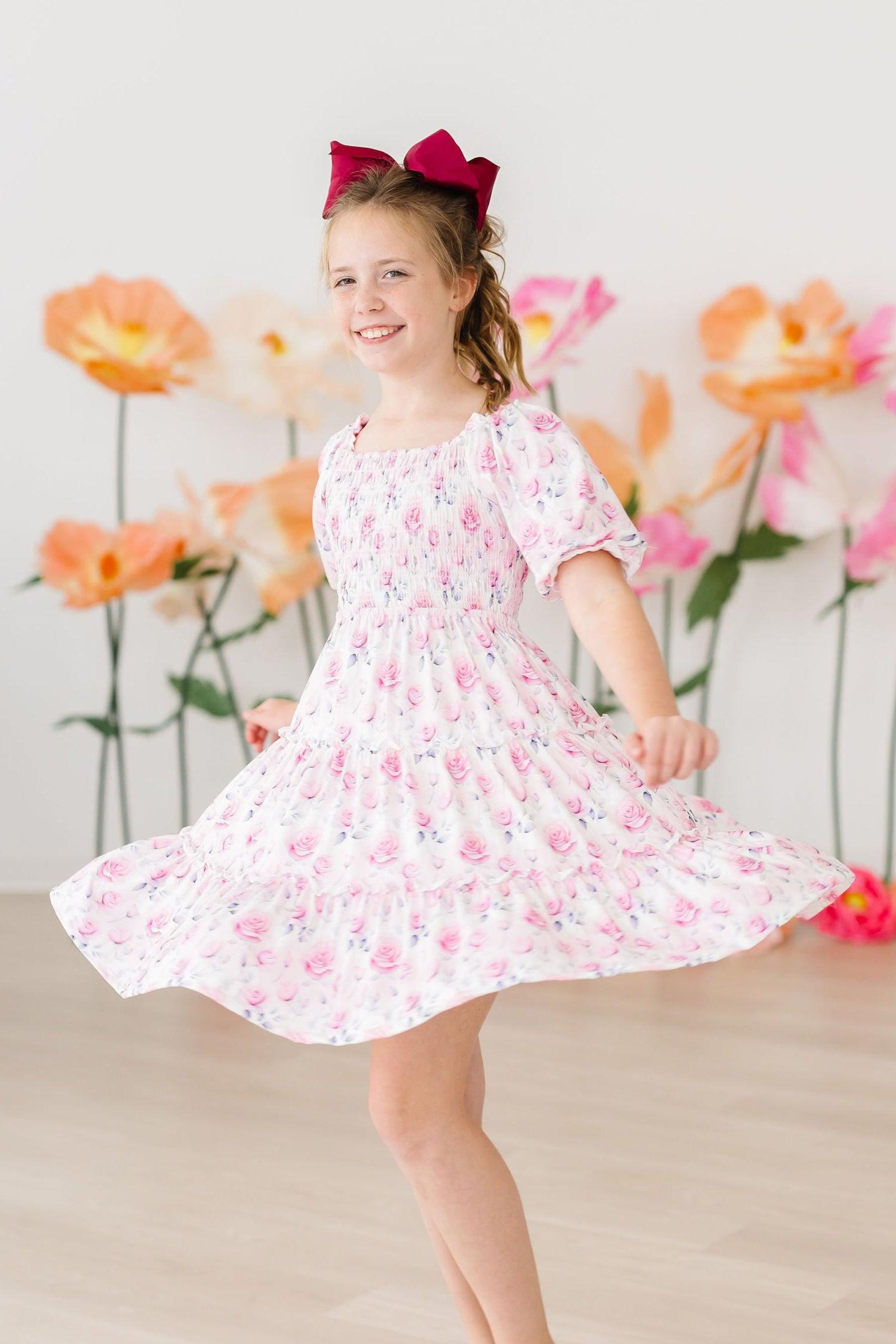 Rose Garden Smocked Ruffle Dress-Mila & Rose ®