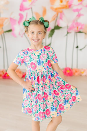 Wildflower Wishes S/S Pocket Twirl Dress-Mila & Rose ®