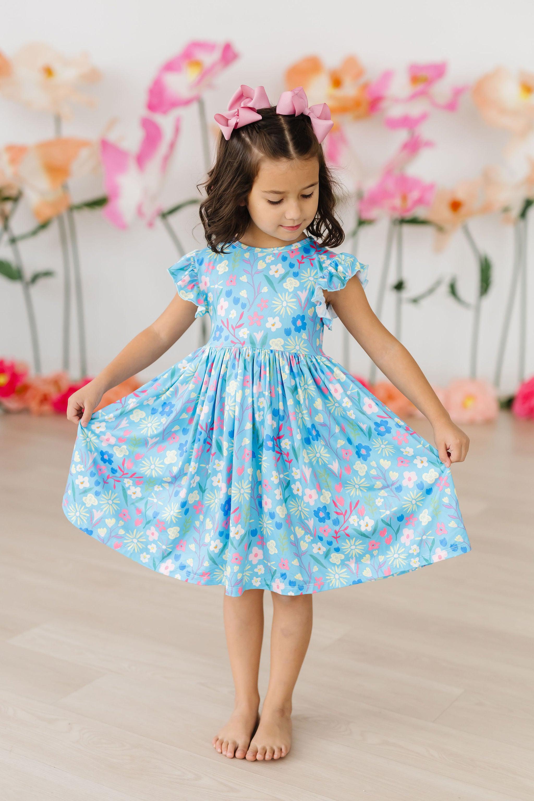 Springtime Splendor Flutter Sleeve Twirl Dress-Mila & Rose ®