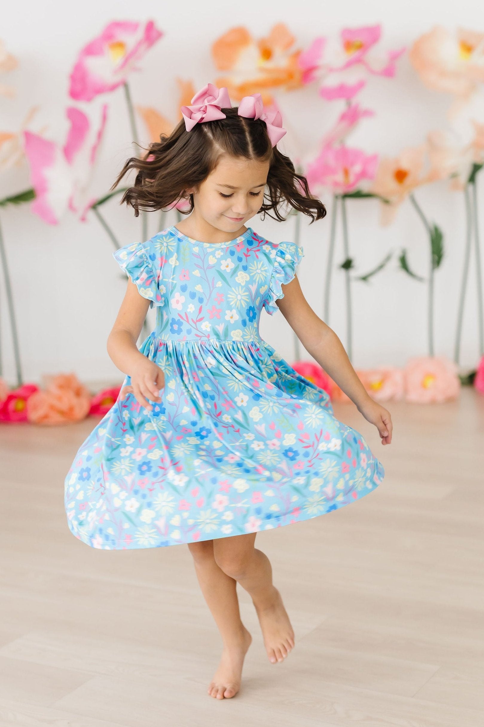 Springtime Splendor Flutter Sleeve Twirl Dress-Mila & Rose ®