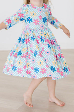 Crazy Daisy 3/4 Sleeve Pocket Twirl Dress-Mila & Rose ®