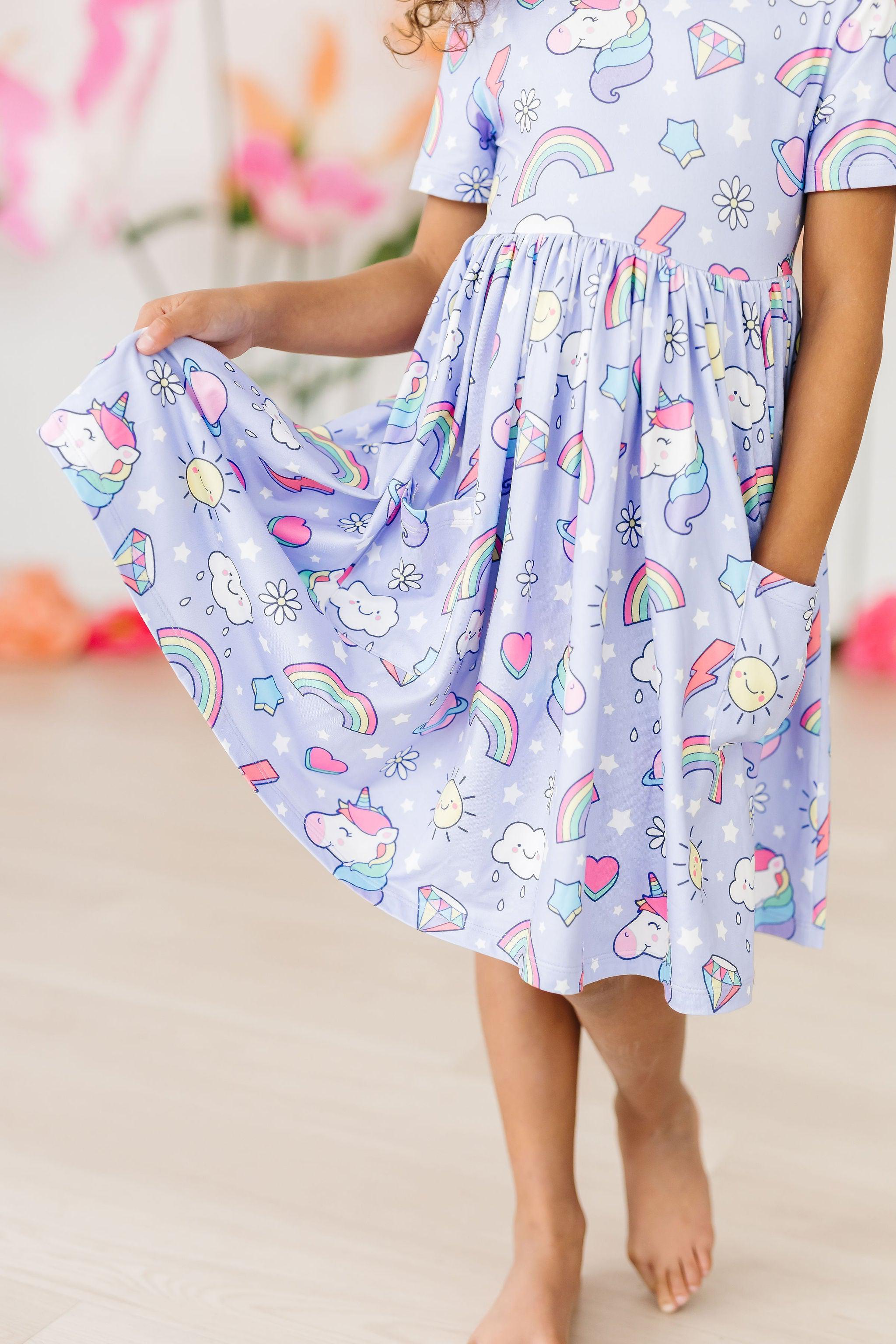 Galactic Unicorns S/S Pocket Twirl Dress-Mila & Rose ®