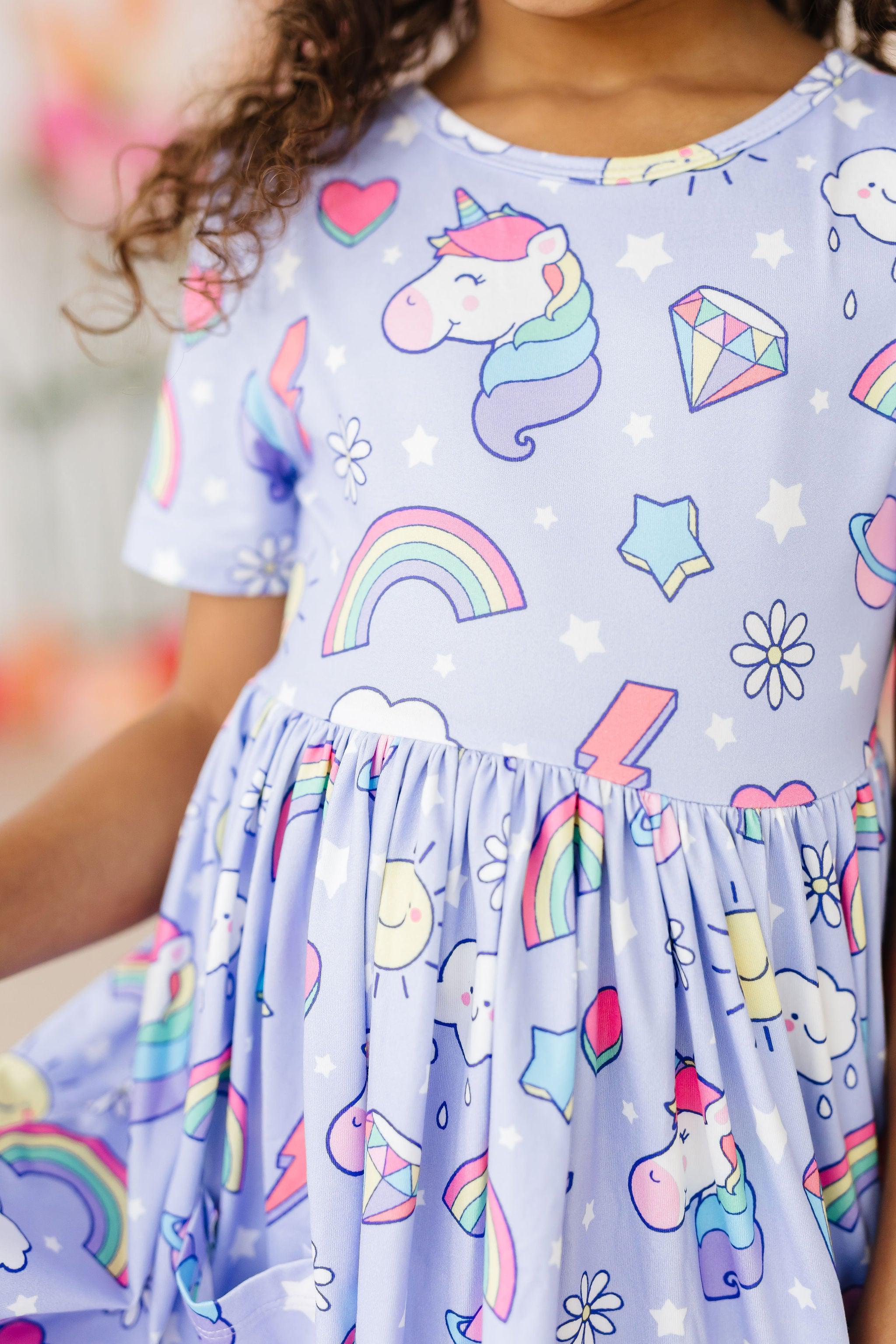 Galactic Unicorns S/S Pocket Twirl Dress-Mila & Rose ®