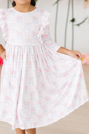 Ribbons & Roses 3/4 Sleeve Ruffle Twirl Dress-Mila & Rose ®