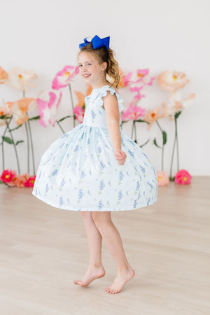 Texas Bluebonnets Flutter Sleeve Twirl Dress-Mila & Rose ®