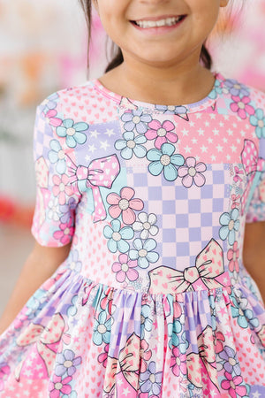 Patchwork Princess S/S Pocket Twirl Dress-Mila & Rose ®