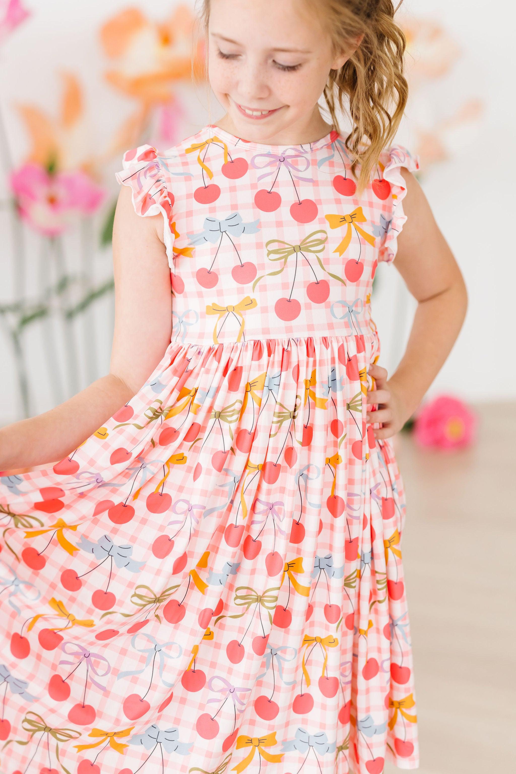 Retro Picnic Flutter Sleeve Twirl Dress-Mila & Rose ®