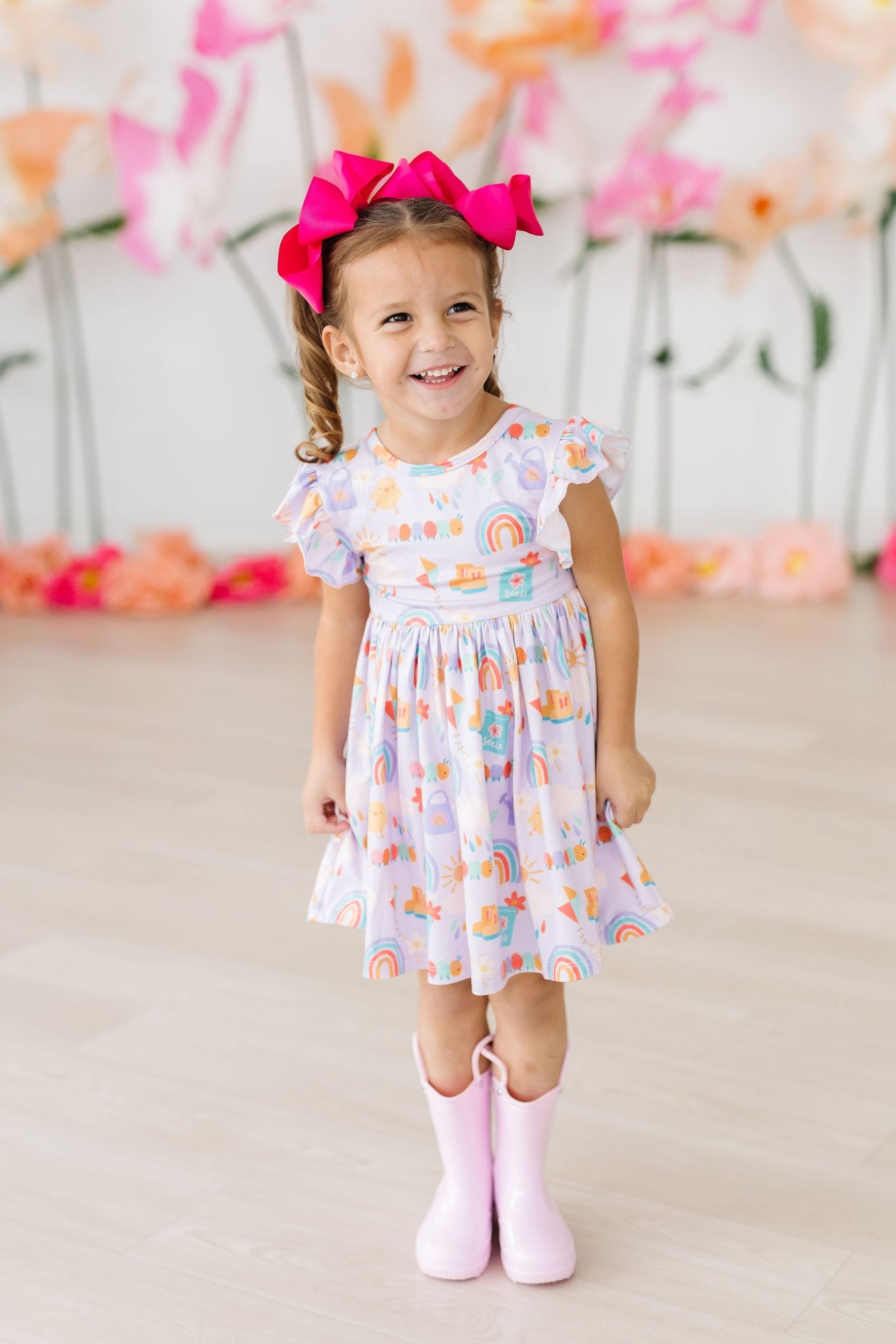 Rainy Day Flutter Sleeve Twirl Dress-Mila & Rose ®