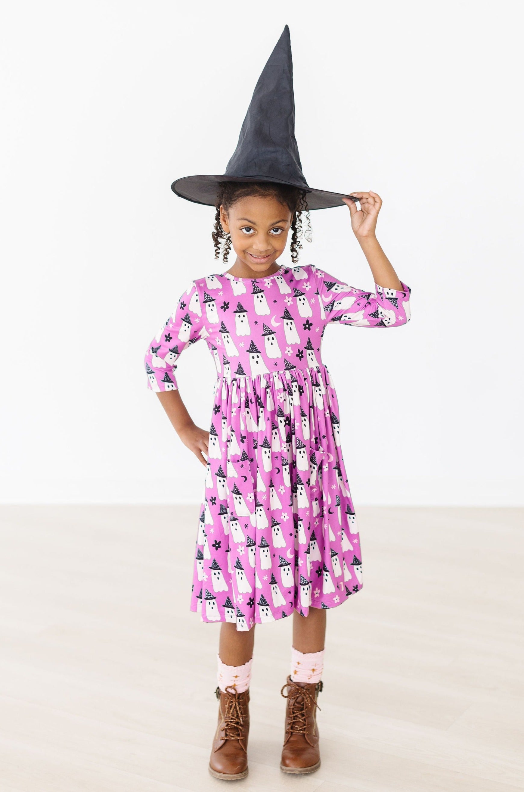 Witches Boo 3/4 Sleeve Pocket Twirl Dress-Mila & Rose ®