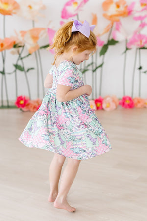 Quilted Dinos S/S Pocket Twirl Dress-Mila & Rose ®