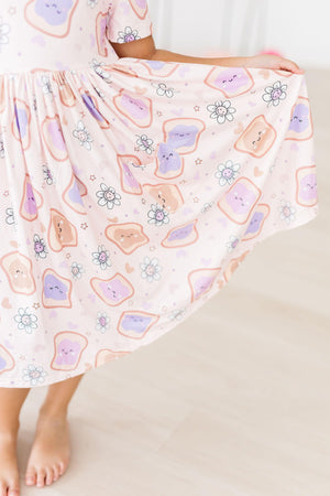 Peanut Butter Jelly Time S/S Pocket Twirl Dress-Mila & Rose ®