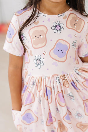 Peanut Butter Jelly Time S/S Pocket Twirl Dress-Mila & Rose ®